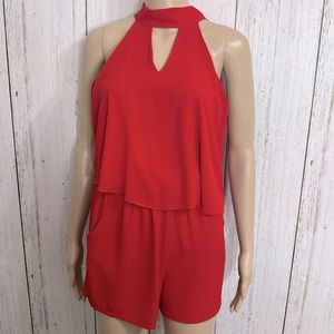 Morgan Claire Tyche Red Romper Size Small Dressy Romper